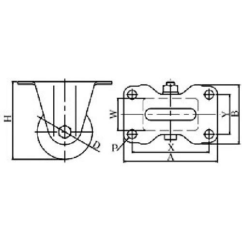 ユーエイ プレート式 自在 低床キャスター 強化ナイロン 車輪径50mm  Hタイプ HG型 取付寸法54×36  ▼809-3336 HG-50GNB(P54-36)  1個 |  | 01