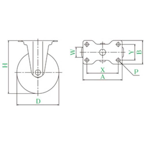 ユーエイ プレート式 固定 キャスター エラストマー 車輪径75mm  SILENTタイプ ER型 取付寸法56×28  ▼809-3576 ER-75ELSB(H93)  1個 |  | 01