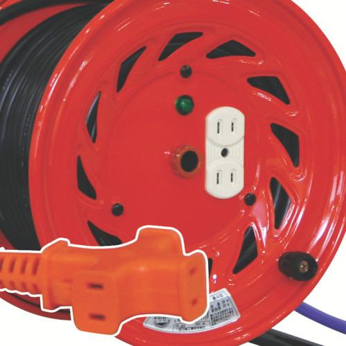 NICHIDO 電工ドラム びっくリール アースなし 30m ▼814-7345 RND-30S (コンセント5ケツキガタ アースナシタイプ) 1台_1