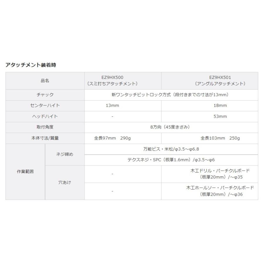 パナソニックエグゼナ インパクトドライバー 18V 5.0Ah 充電式 バッテリー2個 黄 スミ打ちアタッチメント EZ1PD1J18D-Y EZ9HX500｜procure-a｜12