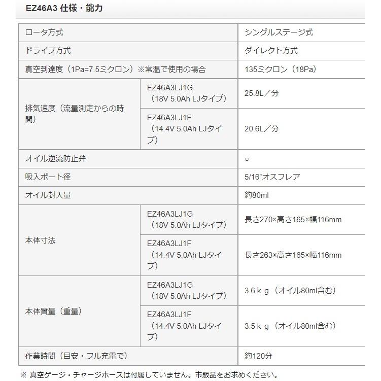 パナソニック 真空ポンプ エアコン 充電式 18V 5.0Ah 黒 EZ46A3LJ1G-Bの画像