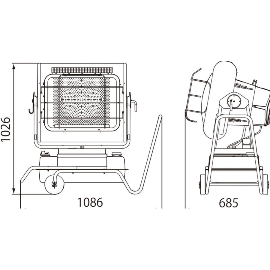 ジェットヒーター オリオン 灯油 ブライトヒーター エコサイレンス スイング機能付 HRR480B-S ◇▼494-0997の画像