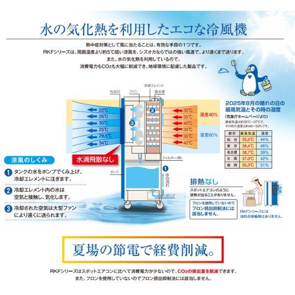 気化式冷風機 業務用 静岡製機 RKF306a 1人用 単相100V フロン排出抑制法対象外 冷風到達4m RKF306a RKF306アルファ ●YA513の画像