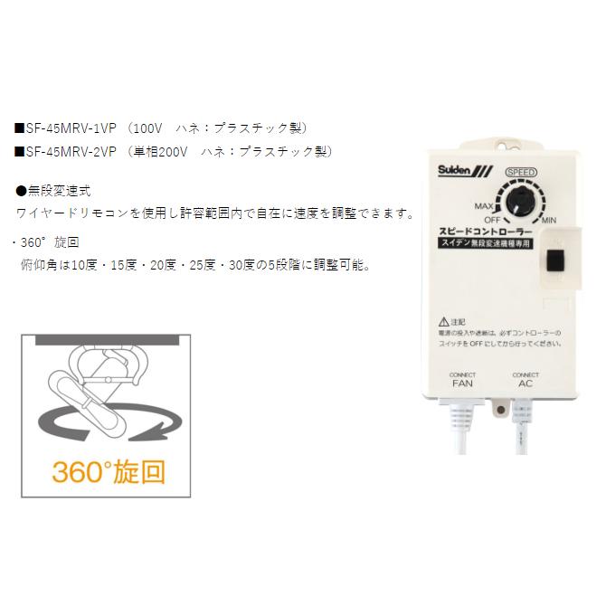 工場扇 工場扇風機 45cm 天井 大型 100V スイデン SF-45MRV-1VP ▽448