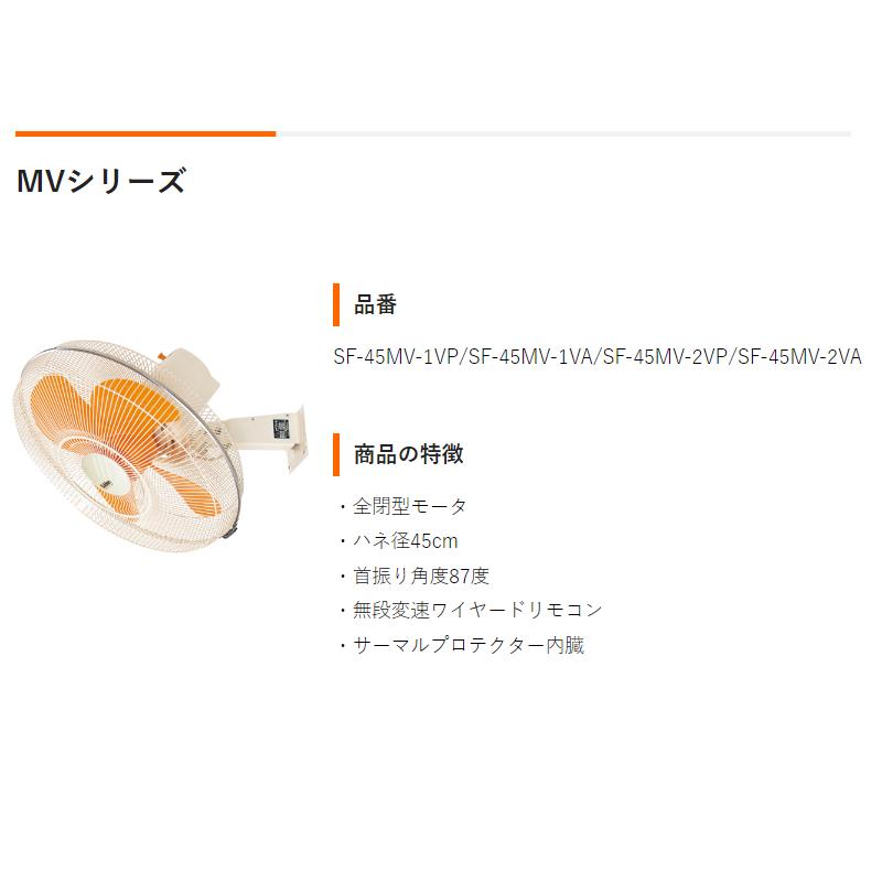 業務用扇風機 SF-45MV-1VP 100V 台湾製　値段交渉可 SF-45MV-1VP ウォール扇 1台 スイデン 【通販モノタロウ】
