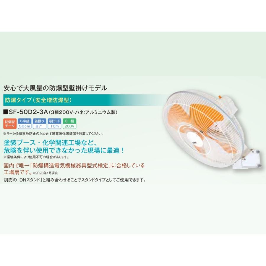 工場扇 工場扇風機 50cm 壁掛け 大型 200V アルミ 防爆扇風機 スイデン SF-50D2-3A ▼496-2818の画像