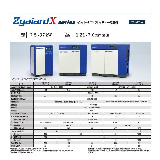 三井精機 インバータ式コンプレッサー 油潤滑式 Xシリーズ 7.5KW 50/60