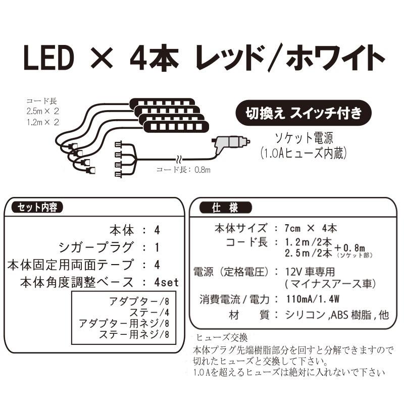 12v 車用 Ledイルミネーション ステップ フロアライト レッド ホワイト Pl 40 Pl 40 プロキオンショップ 通販 Yahoo ショッピング