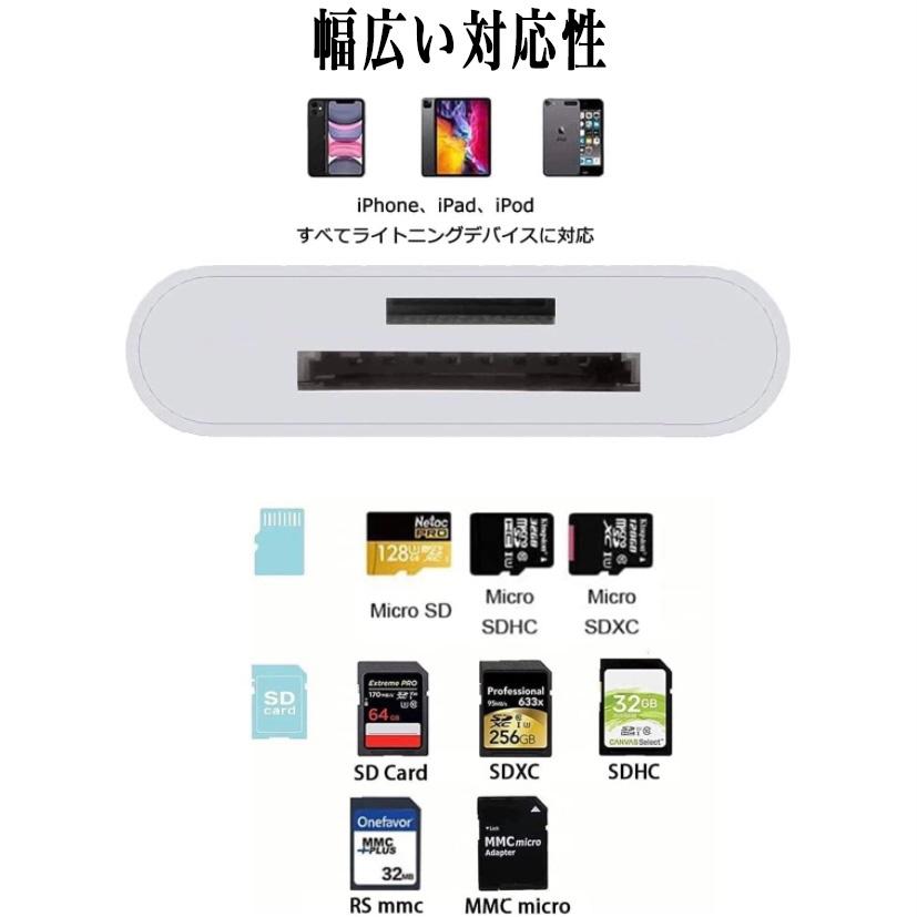 iPhone/iPad/IOS用 2in1 SD カードリーダー Lightning 双方向即転送