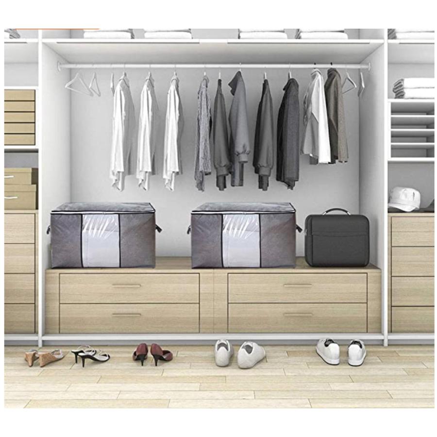 布団収納袋 バック 衣類入れ ケース 布団カバー 大容量 折り畳み可 防湿 防塵 防虫 持ち手付 不織布 省スペース |  | 10