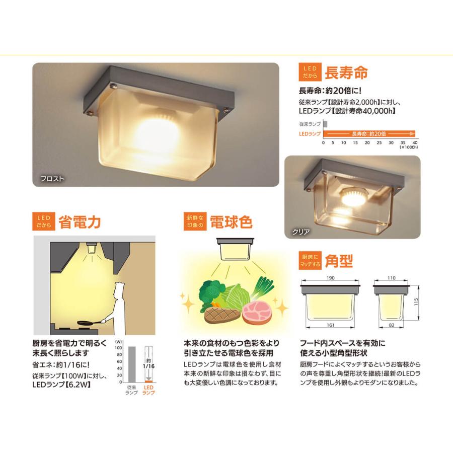 クラコ HLD-100F LEDフードライト フロストガラス 厨房 キッチン 耐熱 
