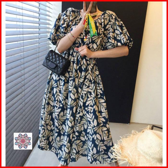 22高い素材 バルーン袖 丸襟 大きいサイズ レディース ロング ミモレ丈 きれいめ 春 ワンピース ウエストマーク 美人 大人女子 フレア ワンピース ボタニカル柄 ワンピース サイズ フリーサイズ Michiganestateplanning Com