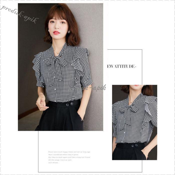 福袋 ブラウス レディース オフィス 夏 おしゃれ 半袖 40代 仕事 襟付き リボン フリル トップス シャツ チェック柄 きれいめ 大きいサイズ 着痩せ 大人 上品 通勤 Honeymoon Style