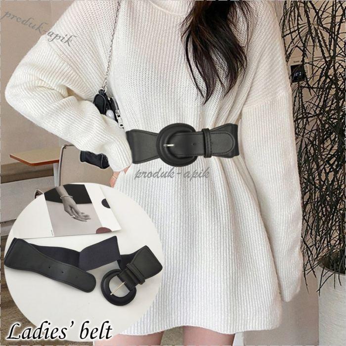 ベルト 太め レディース 女性用 フェイクレザー 太ベルト ゴム 伸縮性 ブラック 無地 単色 シンプル ピンバックル ウエストマーク おしゃれ かっ Pe9 Asuka Style 通販 Yahoo ショッピング