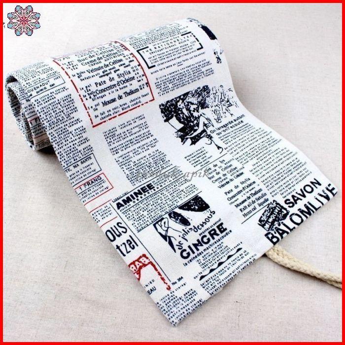 ペンケース ロールタイプ 筆箱 筆入れ 筆巻き 布製 紐タイプ 文房具 イラスト 新聞風 ホワイト 白 おしゃれ 可愛い かわいい Pf2fe Asuka Style 通販 Yahoo ショッピング