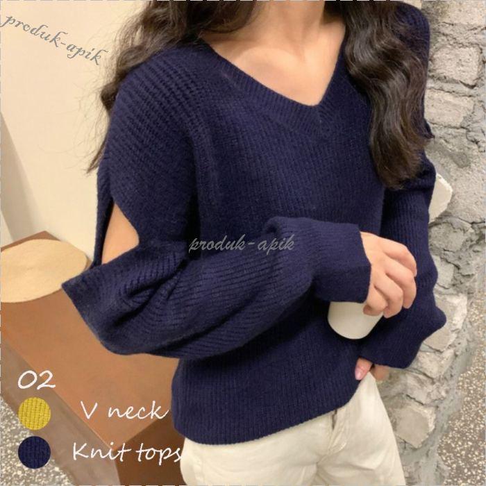 ニットセーター レディース Vネック 肌見せ ざっくりニット ゆったり トップス 体型カバー プルオーバ 秋冬 ネコポス可 Pd94a Asuka Style 通販 Yahoo ショッピング