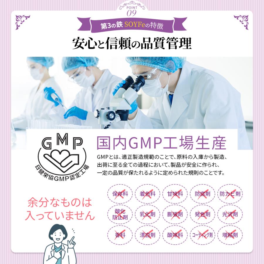 鉄分 サプリメント 葉酸サプリ 大豆 イソフラボン フェリチン鉄 ビタミン 鉄分補給 市販 ランキング 日本製 おすすめ 60日分 送料無料 (ソイフェ) | PROE | 16