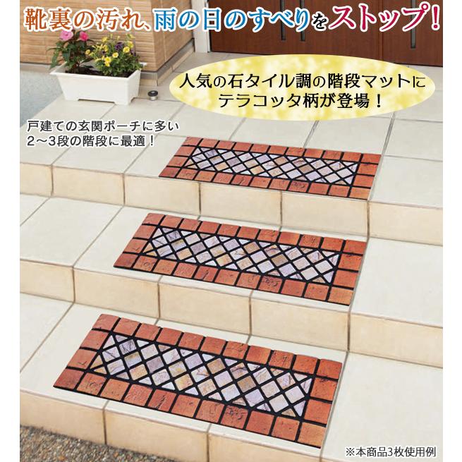 階段 滑り止め おしゃれ 石タイル調の階段マット テラコッタ 2353 プロフィット 通販 Yahoo ショッピング