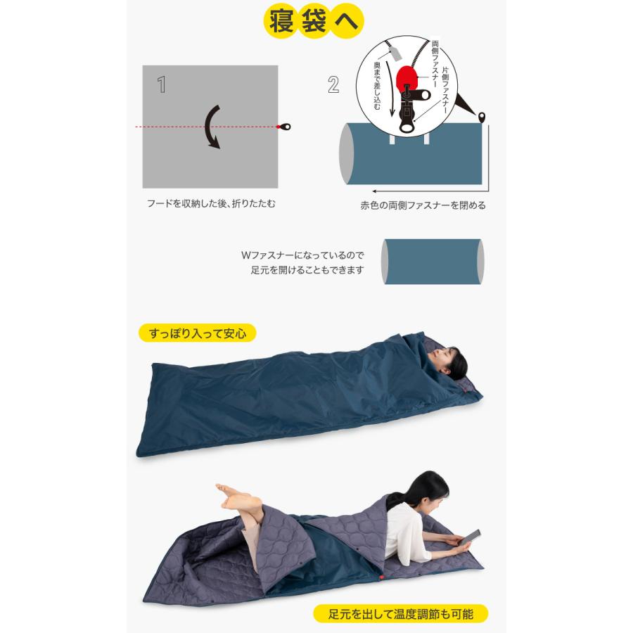 防災 寝袋 災害時 避難 SONAENO クッション型着られる寝袋 ポンチョ
