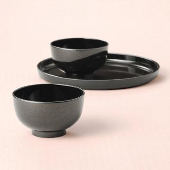 尾崎商店 ラメ塗 丸盆＆汁椀セット G23-90 5360-158の画像