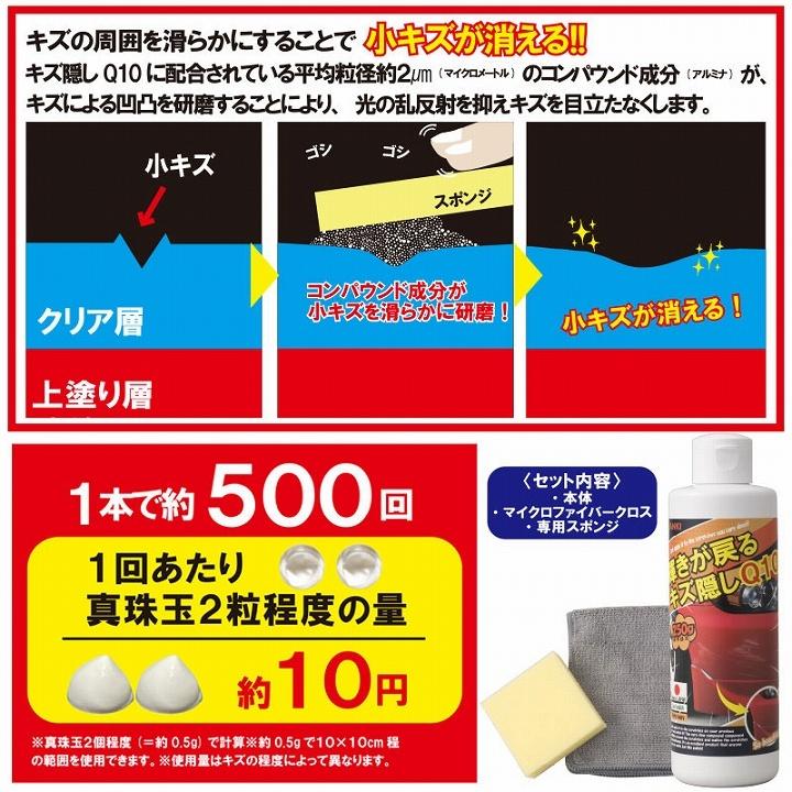 自動車 傷消し 修理 業務用 輝きが戻る キズ隠しQ10 車 小キズ 小傷 簡単 磨くだけ｜profit｜03