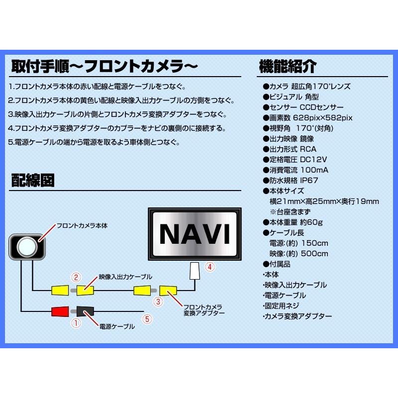 アルパイン ナビ 対応 フロントカメラ + サイドカメラ set 後付け 車載用 CCDフロントカメラ 高画質 CCDサイドカメラ 専用アダプター付｜profits-os｜03