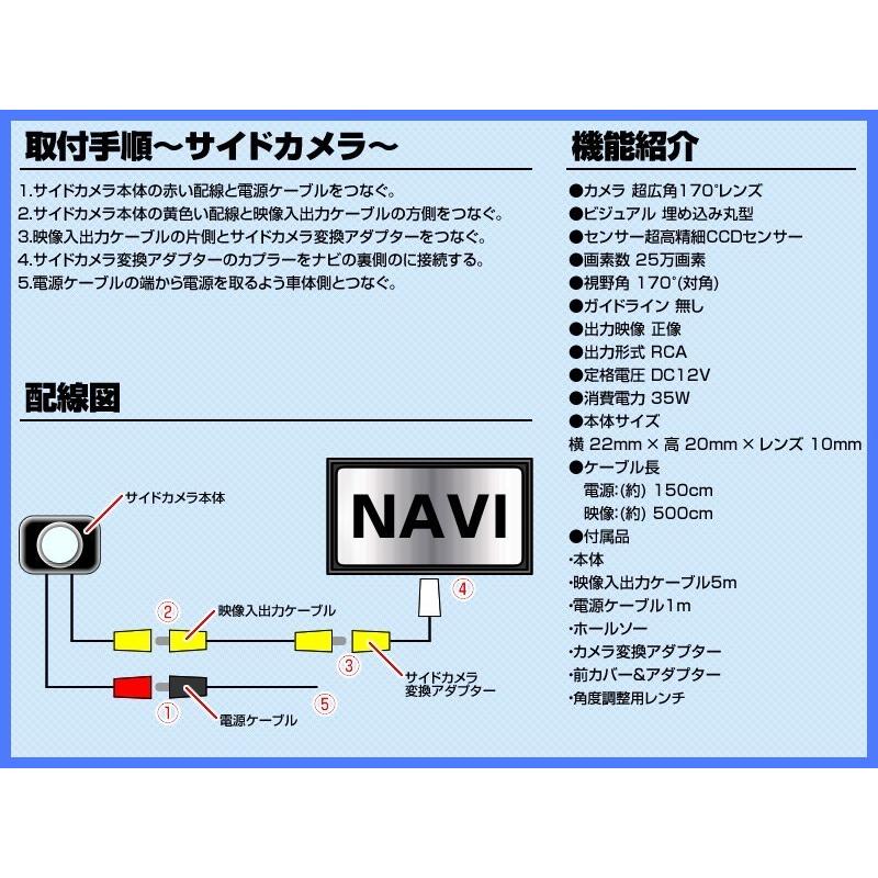 カロッツェリア ナビ 対応 サイドカメラ + バックカメラ ワイヤレスキット付 set 後付け 車載用 CCDサイドカメラ 高画質 CCDバックカメラ｜profits-os｜05