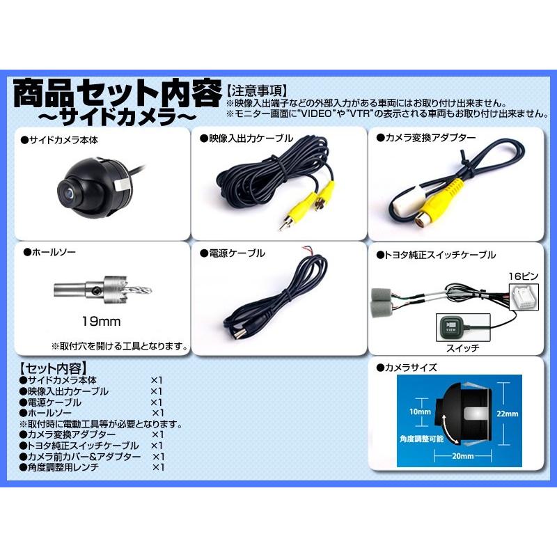 NSZA-X64T 対応 サイドカメラ + バックカメラ ワイヤレスキット付 set 後付け 車載用 CCDサイドカメラ 高画質 CCDバックカメラ