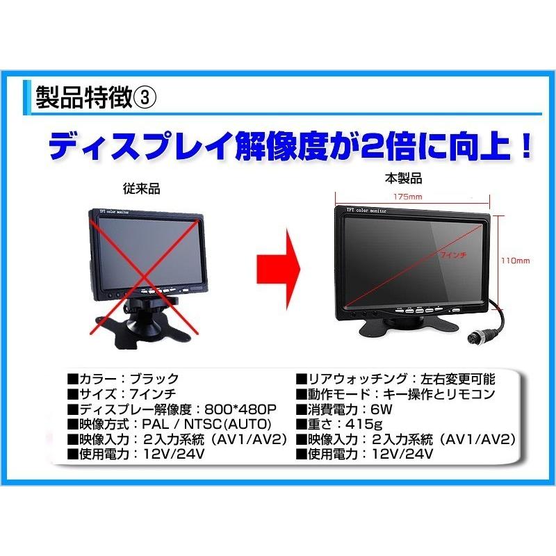 船用 バックカメラ 2台付(予備用) 12V/24V + 7インチ TFT液晶 船用 バックカメラ 2台付(予備用) 12V/24V + 7インチ TFT液晶