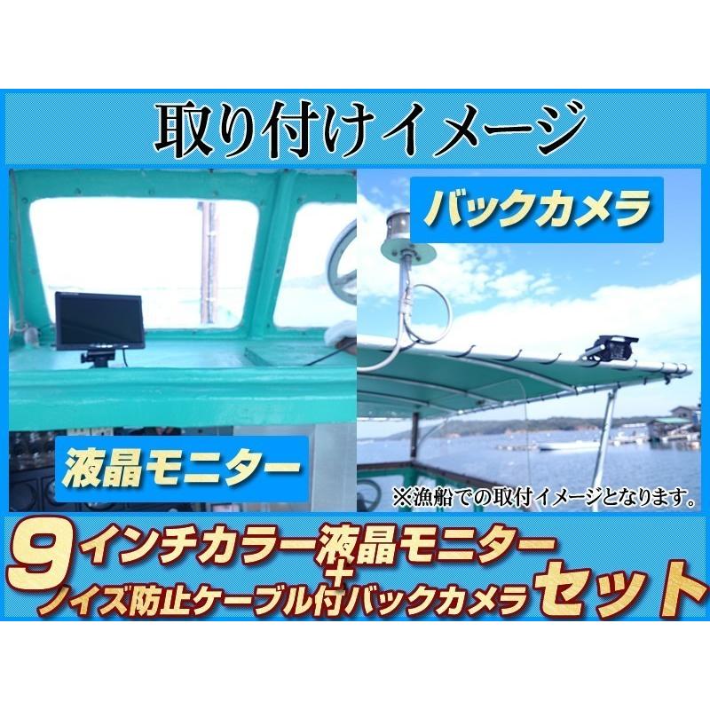 船用 バックカメラ 2台付（予備用） 12V/24V + 9インチ TFT液晶モニター 漁船 漁業船 クルーザー スポーツボート フィッシングボート 機関室 エンジンルーム監視｜profits-os｜06