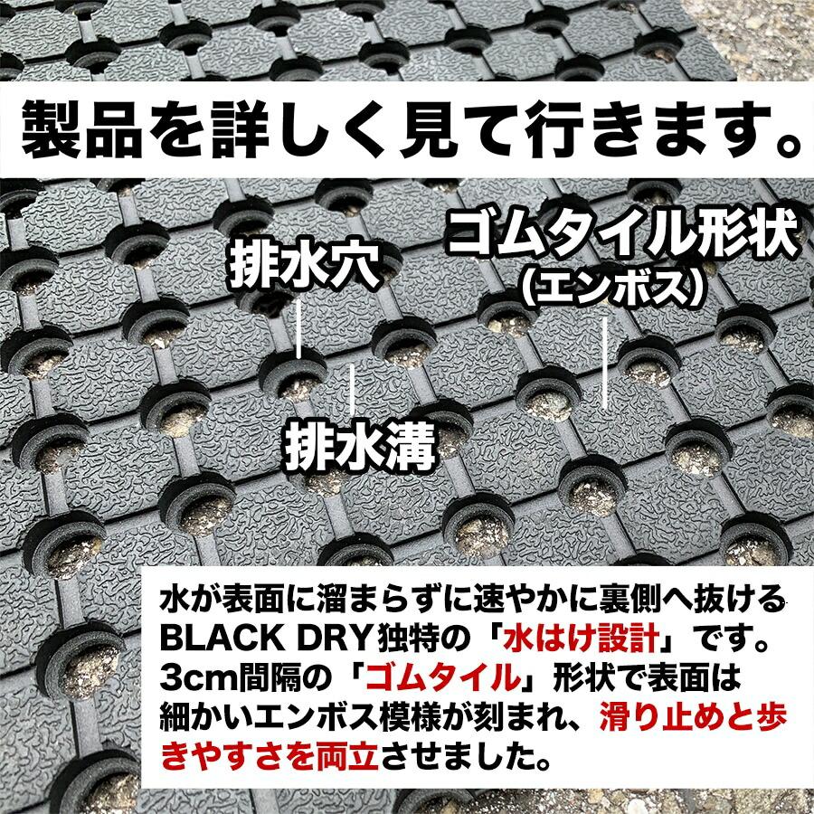 防滑・水はけゴムマット BLACK DRY ブラックドライ 90cm×1.5m 屋外用 滑り止めマット 有孔 透水 排水 ぬかるみ対策 爆買_4