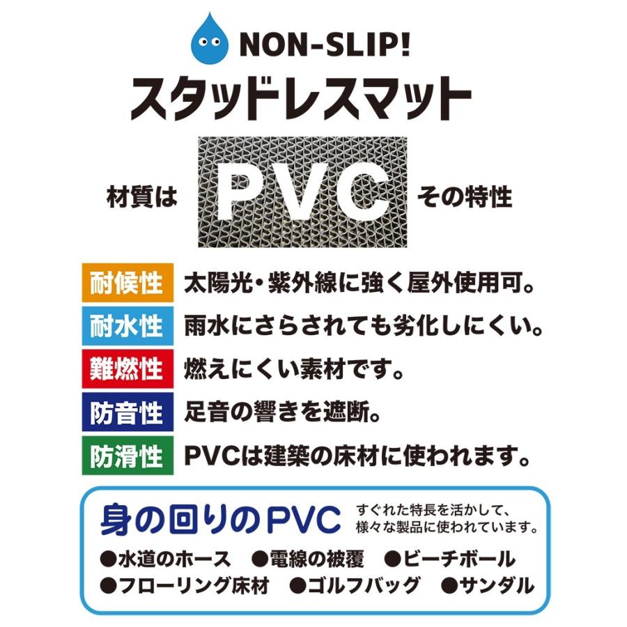 歩行 滑り止めマット スタッドレスマット 90cm×3m グレー 高規格6mm厚 安全用 屋外 屋内 玄関マット ドアマット 通路 廊下 風呂 ベランダ ノンスリップ 爆買 | スタッドレスマット | 17