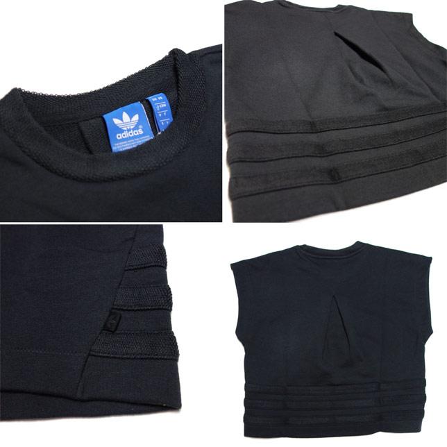 adidas アディダス オリジナルス レディース スウエット ノースリーブ キャップスリーブ カットソー ブラック AJ7228 | adidas Originals | 01