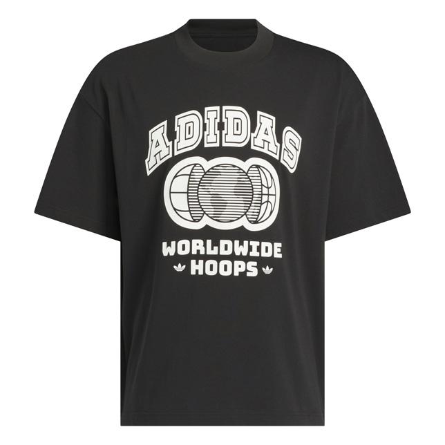 アディダス メンズ Tシャツ 黒 ブラック バスケ adidas オリジナルス Worldwide Hoops カレッジ半袖Tシャツ JP2104 | adidas Originals | 01