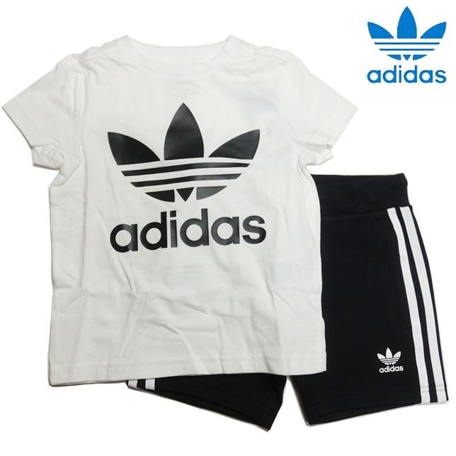 アディダス オリジナルス トレフォイル 半袖Tシャツ&ショーツ ブラックホワイト 上下セット キッズ adidas ED7726 | adidas Originals