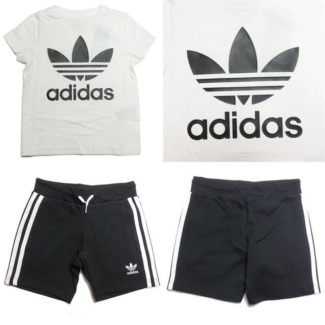 アディダス オリジナルス トレフォイル 半袖Tシャツ&ショーツ ブラックホワイト 上下セット キッズ adidas ED7726 | adidas Originals | 01