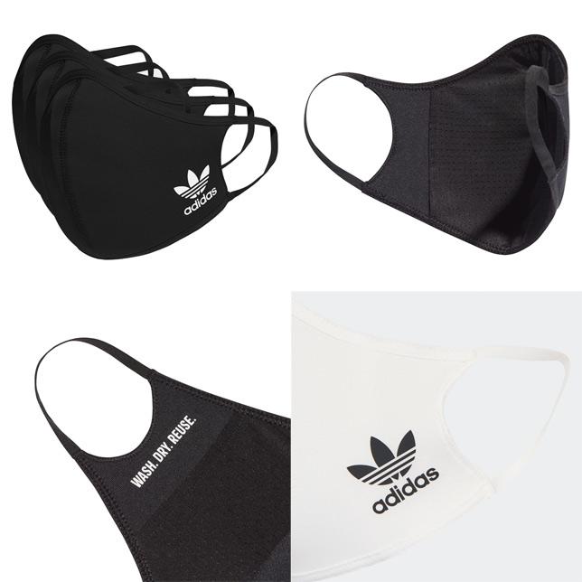 adidas アディダス オリジナルス フェイスカバー FACE COVERS マスク トレフォイルロゴ ブラック ワイルドパイン クルーネイビー 3色×各1枚 3枚組 M/Lサイズ | adidas Originals | 02