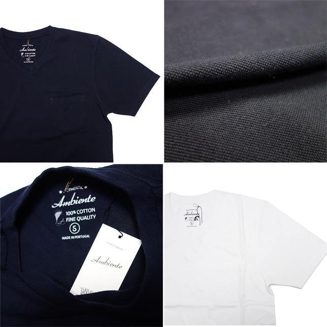 Ambiente アンビエンテ メンズ 半袖 鹿の子 Vネック Tシャツ カットソー TEE |  | 01