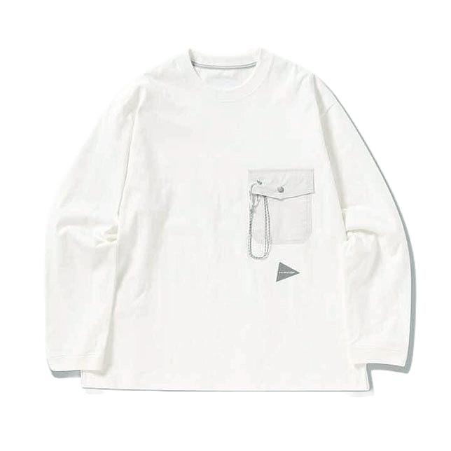 and wander アンドワンダー PE ワッフルロングスリーブT ホワイト and wander アンドワンダー ヘビーコットン ポケット ロング
