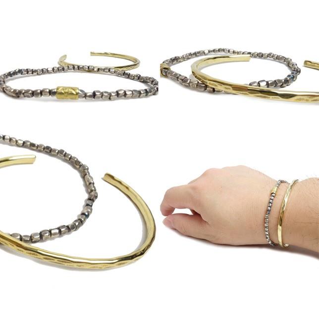 Atease アティース バングル ブレスレット 2本セット BRASS BEADS BRACELET AB-SET-BR | アティース | 01
