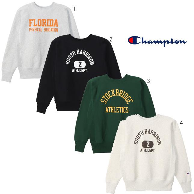 チャンピオン リバースウィーブクルーネックスウェットシャツ C3-Y012 ロゴプリントクルースウェット | Champion