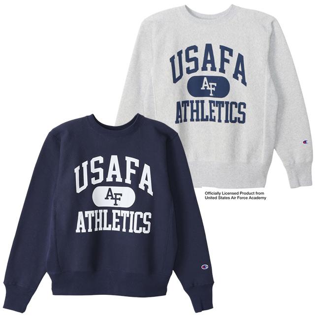 チャンピオン リバースウィーブクルーネックスウェットシャツ C3-Y013 USAFA ロゴプリントクルースウェット | Champion | 01