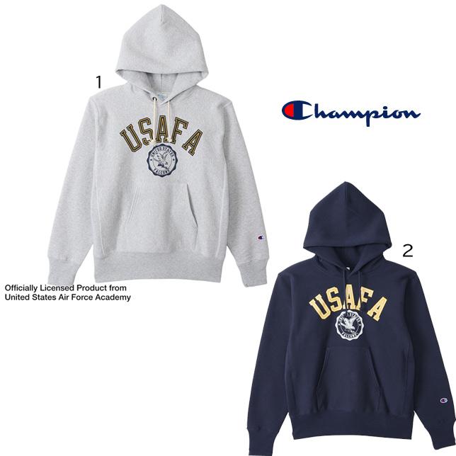 チャンピオン リバースウィーブ フーデッドスウェットシャツ C3-Y113 USAFA ロゴプリント パーカー | Champion