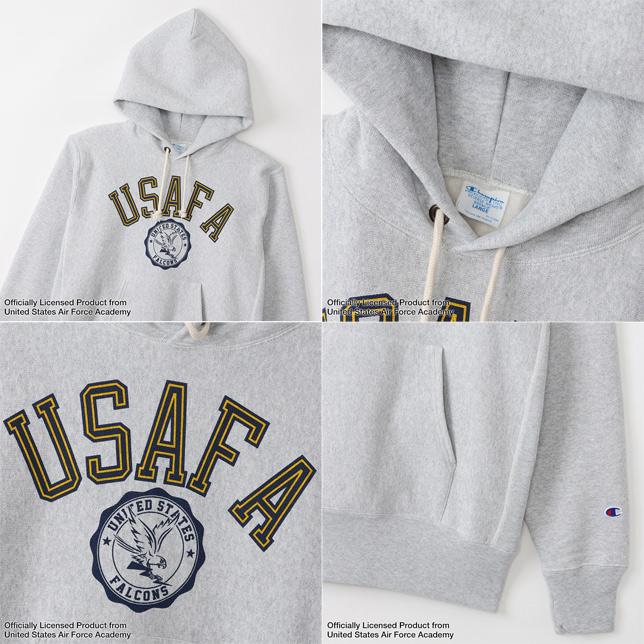 チャンピオン リバースウィーブ フーデッドスウェットシャツ C3-Y113 USAFA ロゴプリント パーカー | Champion | 02