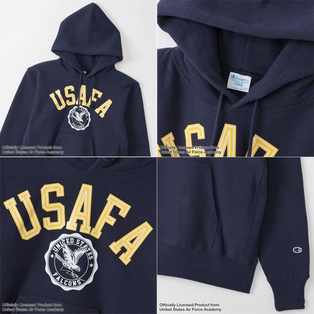 チャンピオン リバースウィーブ フーデッドスウェットシャツ C3-Y113 USAFA ロゴプリント パーカー | Champion | 03