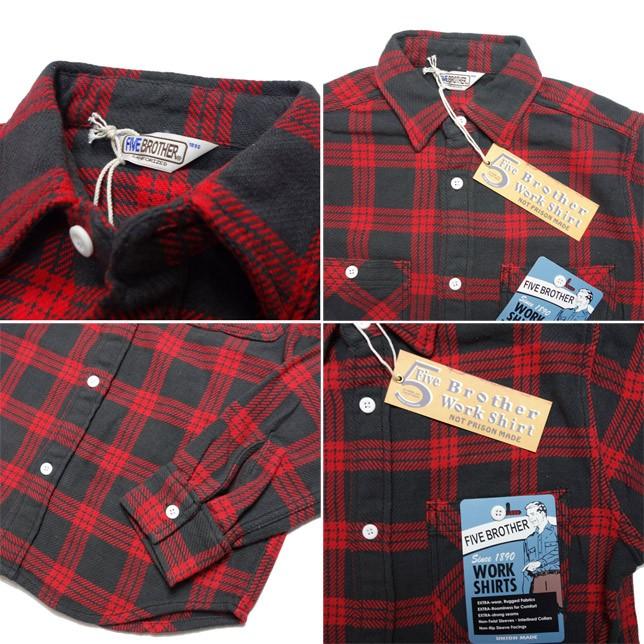 FIVE BROTHER ファイブブラザー フランネル チェックシャツ ネルシャツ ヘビーネルワークシャツ 151740 | FIVEBROTHER | 02