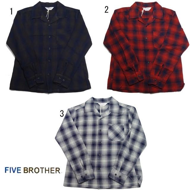 FIVE BROTHER ファイブブラザー ライトフランネルワークシャツ 開襟シャツ オンブレ チェック ネルシャツ 長袖 メンズ 151831 | FIVEBROTHER