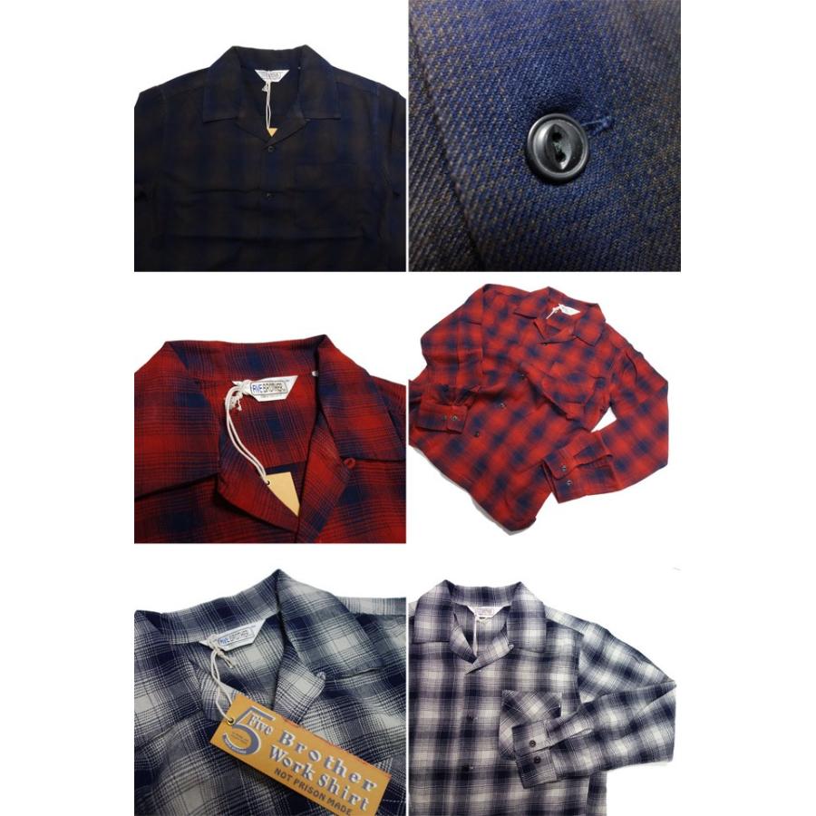 FIVE BROTHER ファイブブラザー ライトフランネルワークシャツ 開襟シャツ オンブレ チェック ネルシャツ 長袖 メンズ 151831 | FIVEBROTHER | 01