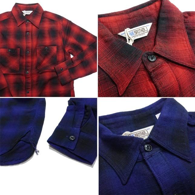 ファイブブラザー ネルシャツ ライト フランネル ワークシャツ オンブレ チェック 長袖 メンズ 151855 FIVE BROTHER | FIVEBROTHER | 01