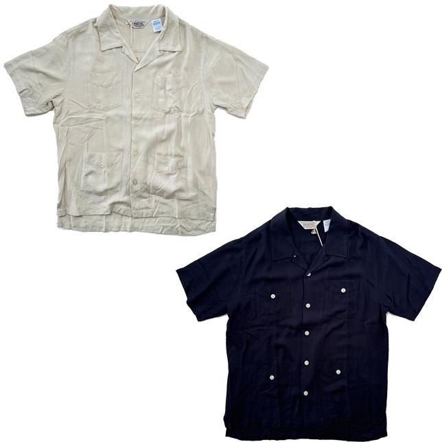 ファイブブラザー 半袖 無地 キューバシャツ 開襟 オフホワイト ネイビー FIVE BROTHER 151821 | FIVEBROTHER | 01